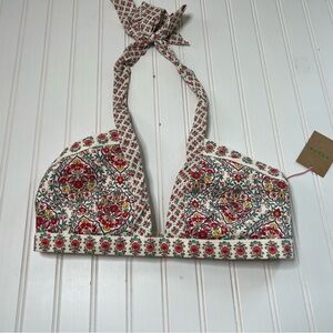 NWT Boden Floral Bikini Top - Red and Green